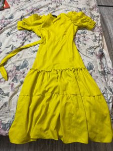 Yellow Ruffle Sleeve Maxi Dress