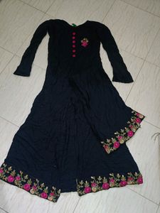 Beautiful Black Gown Middle Cutt Kurta With Plazo