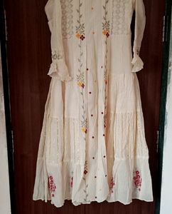Off White Anarkali Gown Perfect For Your Holi
