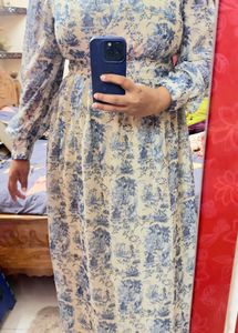 Blue Floral Print Maxi Dress(silver Butis)