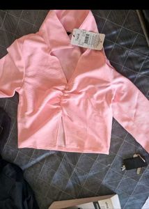 Pink V-Neck Crop Top - New with Tags