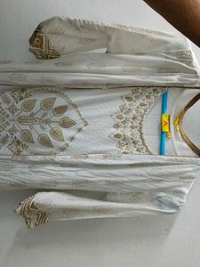 Atessa White Kurti With Coat