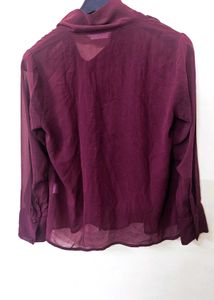 Elegant Burgundy Bow Blouse
