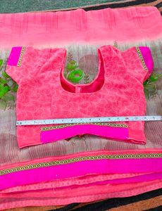 Pink Floral Saree with Blouse