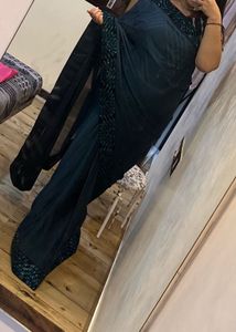 Elegant Dark Green Saree