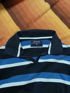 JM Sport Men Striped Cotton Casual Polo Tshirt