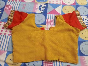 Red-Yellow ♥️ 💛 Embroidered Saree