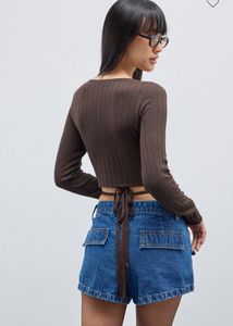 Westside Brown Ribbed Long Sleeve Top