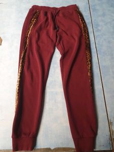 Maroon & Animal Print Joggers
