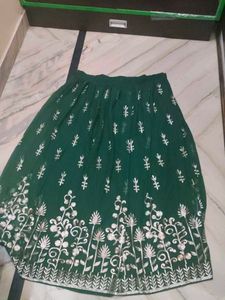 Green Embroidered Skirt