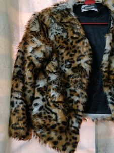 Kids Faux Fur Leopard Print Jacket
