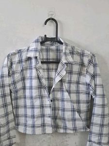 White Striped Crop Shirt