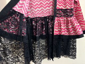2 Set Of Pink Patterned Kimono &amp; Black Top