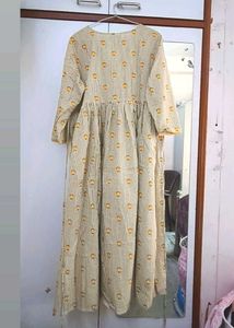 JANASYA Beige And Yellow With Crochet Detld Kurta
