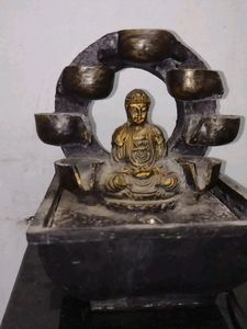 Buddha Statue With Light And Water Fountain
