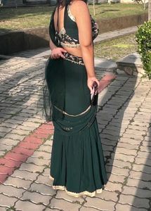 Emerald Green Embroidered Saree