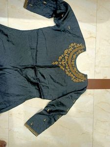 Heavy Grey Cement Gown Zardosi Work