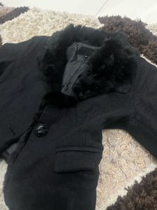 Black Faux Fur crop blazer