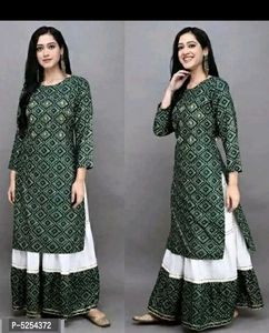 Like New Bandhani Dark Green Kurta-shirt Set