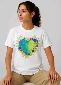 Hand Painted Floral Heart Graphic Tee