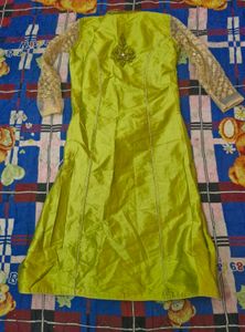Chic Lime Green Ethnic  masthani with net skirt