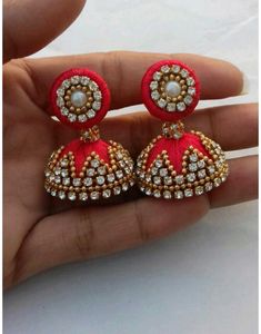 Red Jhumka Earrings