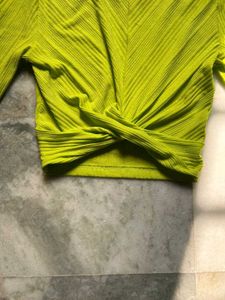 Green Knotted Crop Top