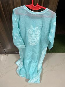 New Blue Lucknowi Chikan Kurti