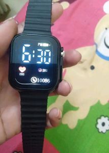 Black Stylesh  Digital Watch With Branded Strap