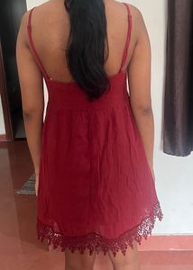 Burgundy Lace Detail Dress