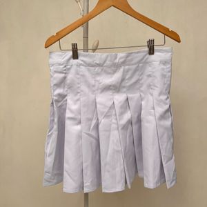 White Pleated Mini Skirt