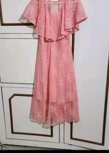 VERO MODA pink Net Middi Dress