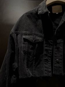 Cropped Black Denim Jacket