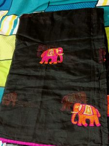 Black Ethnic Skirt w/ Elephant Sare