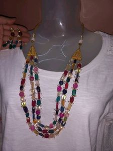 3 layer stone work Necklace