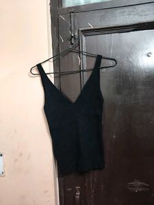 Mango V neck Black Knitted Tank Top