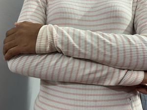 Cute Pink Stripped Full Sleeve Top