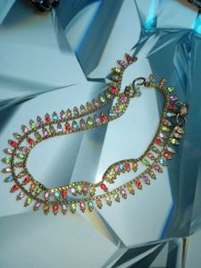 Multi Color Stone Golden Anklets