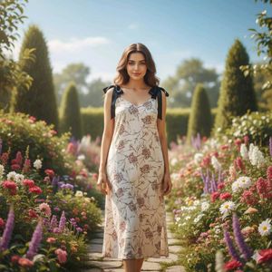 Floral Beige Midi Dress