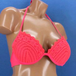 Crochet Bikini Top - Coral