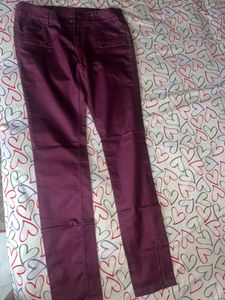 Plum Skinny Pants with Ankle Zippers