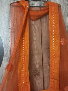 Orange Embroidered Dupatta