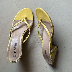 Mochi Yellow Thong Heel Sandals