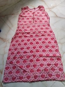 Pink Floral Print Pinterest Vibe Sleeveless Kurta