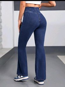 SHEIN Dark Blue Flared High-Waist Jeans