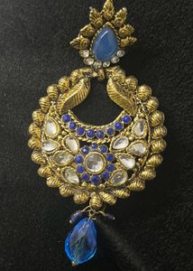 Gold Plated Traditional Blue Kundan Earring