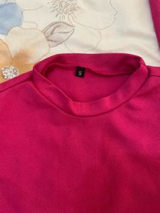 Combo Striped A-Line Mini Skirt and Hot Pink Top