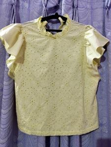 Pretty Yellow Shiffi Embroidery Top