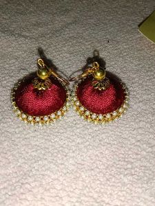 Red Silk Thread Earrings