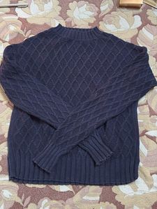 Blue Knit Pullover Sweater